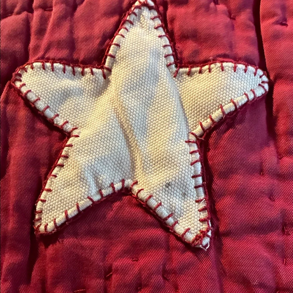 Pottery Barn Kids Red Quilted Star Appliqué Quilt